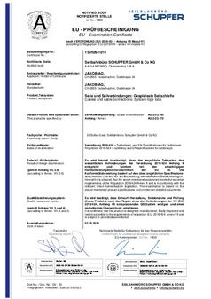 Certifikát Module H Spliced Cable Loop
