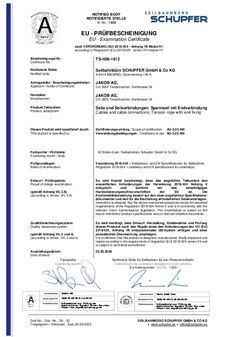 Certifikát Module H Tension Ropes with End Fixing