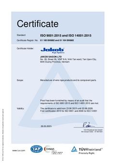 Certifikát Jakob Saigon Ltd. – ISO 14001
